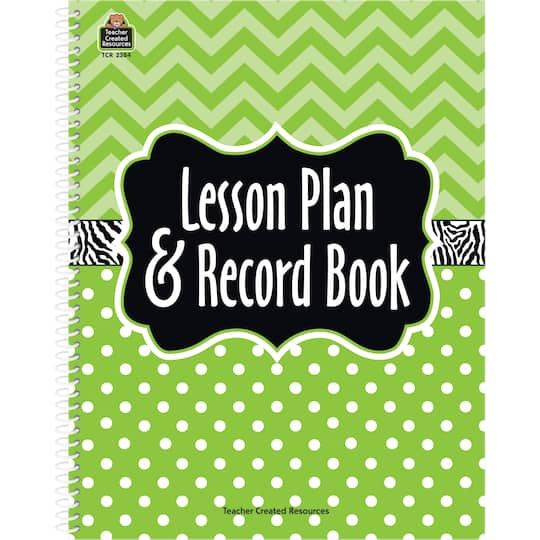 Lime Chevrons and Dots Lesson Plan &#x26; Record Book